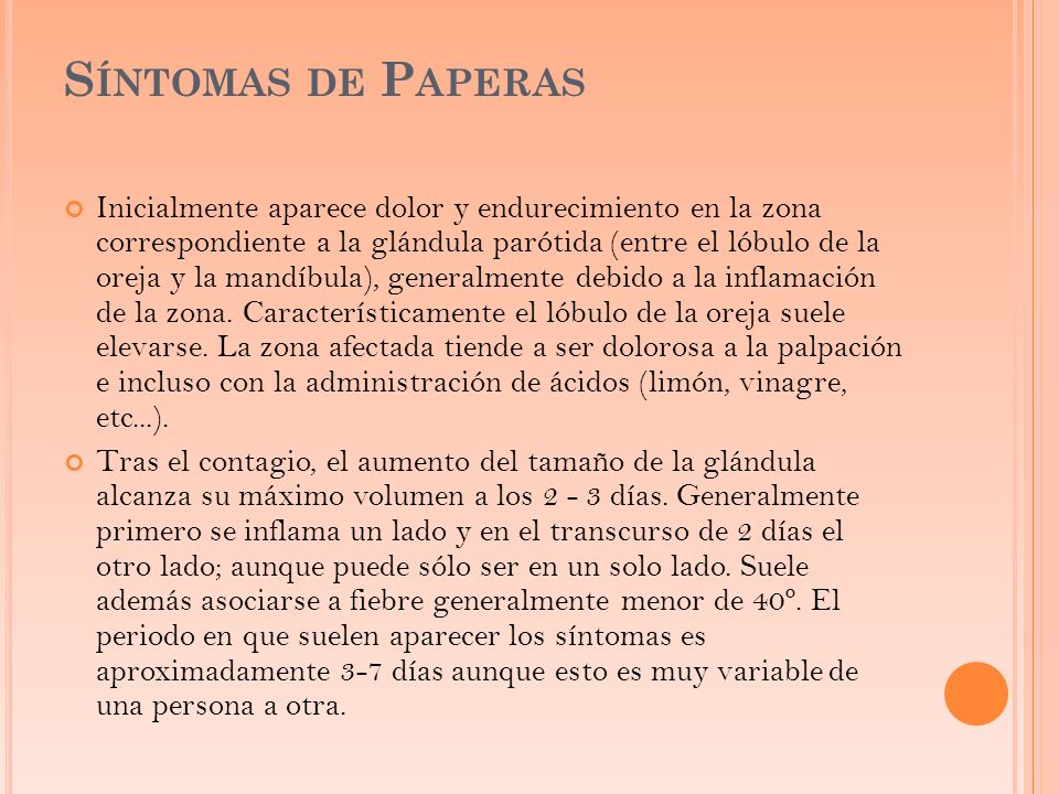 Sintomas de paperas en adolescentes